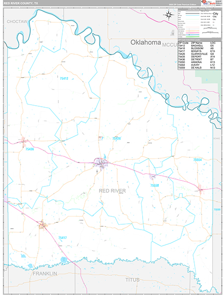 Red River County, TX Zip Code Map